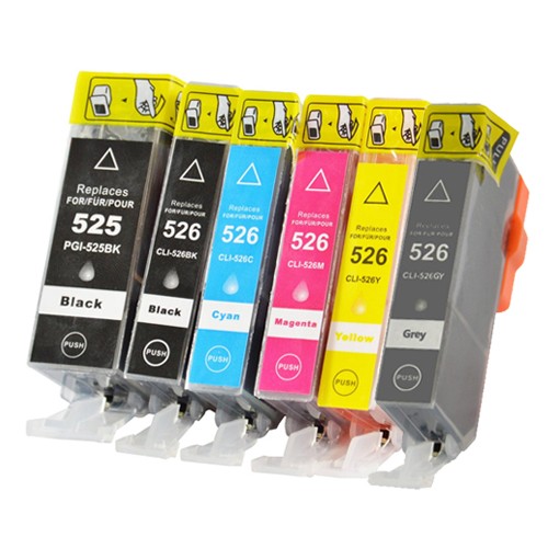Huismerk Canon PGI-525 + CLI-526 multipack cartridges (2 x zwart + 3 kleuren) + grijs