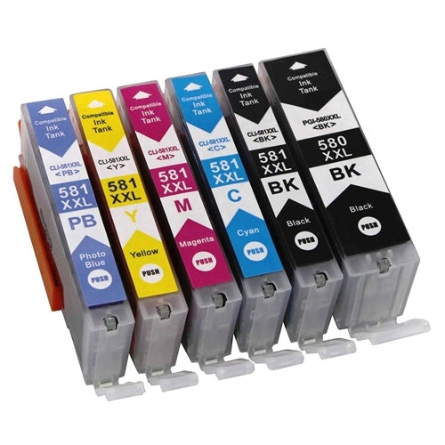 Huismerk Canon PGI-580 + CLI-581 multipack cartridges (2 x zwart + 3 kleuren) + foto blauw